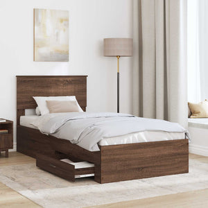 Struttura del letto Rovere Marrone e Argento 90 x 190 cm 3410955