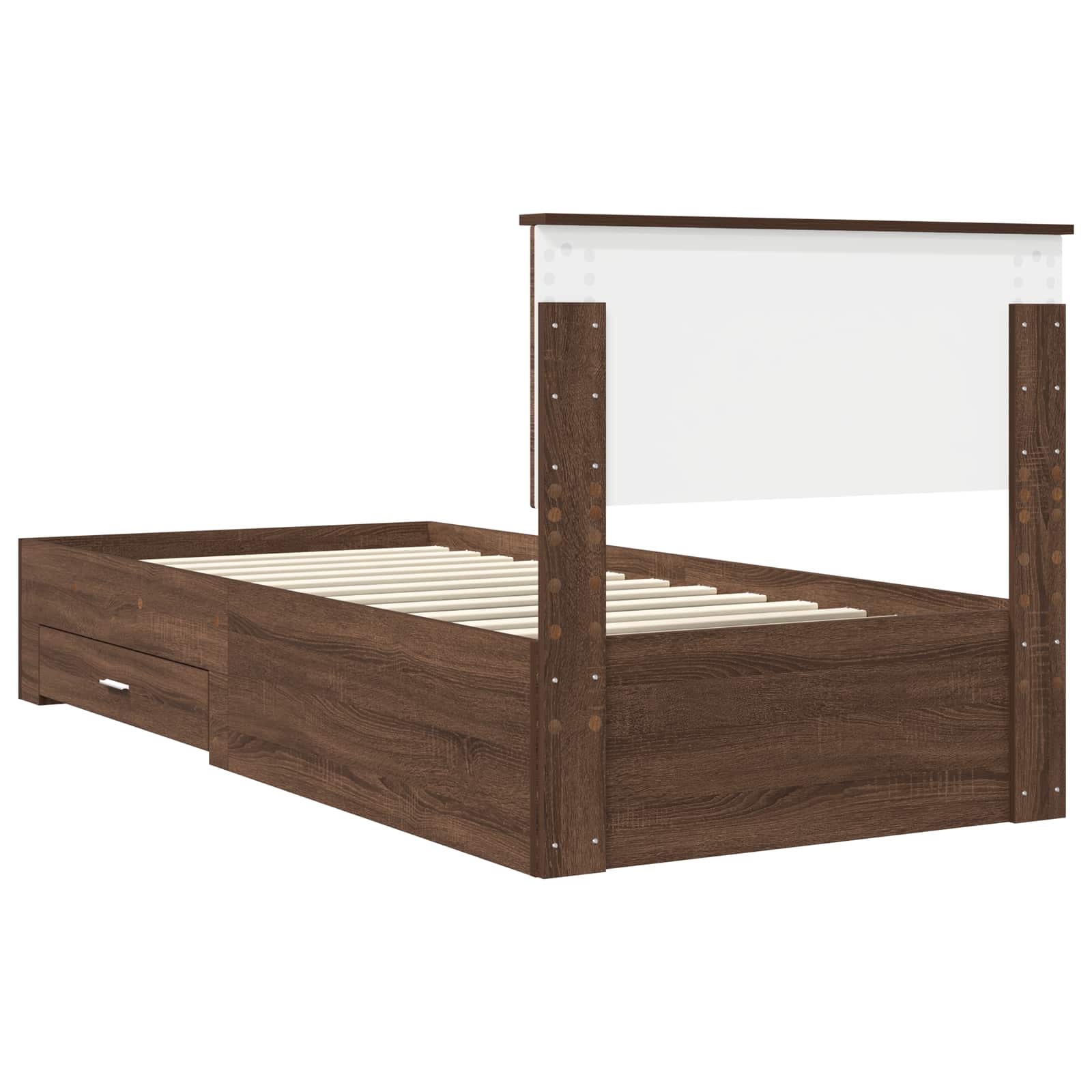 Struttura del letto Rovere Marrone e Argento 90 x 190 cm 3410955