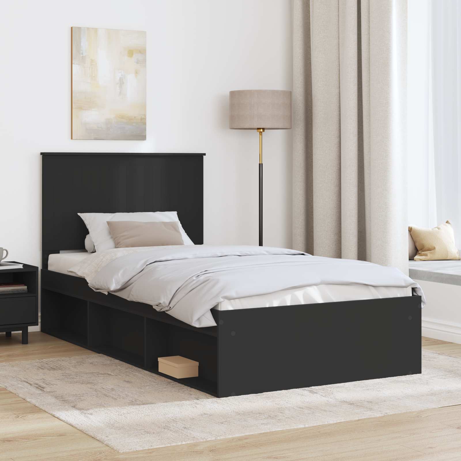 Struttura del letto Nero 100 x 200 cm Pino massello 3411047