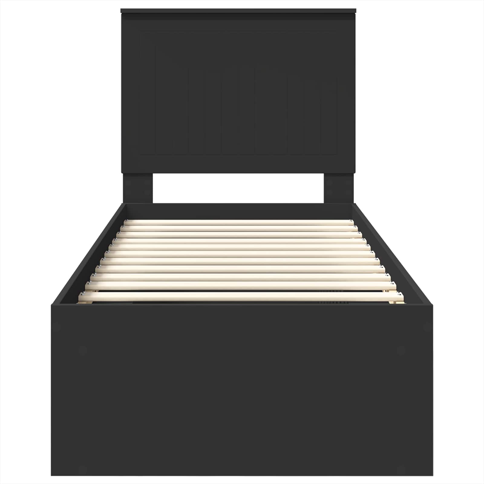 Struttura del letto con testiera-Giroletto con Testiera Nero 75 x 190 cm Pino massello 391894