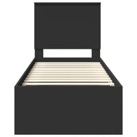 Struttura del letto con testiera-Giroletto con Testiera Nero 75 x 190 cm Pino massello 391894