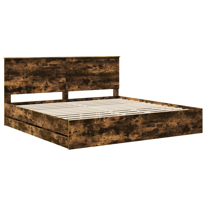 Struttura del letto con cassetto Rovere fumé 200 x 200 cm 3411086