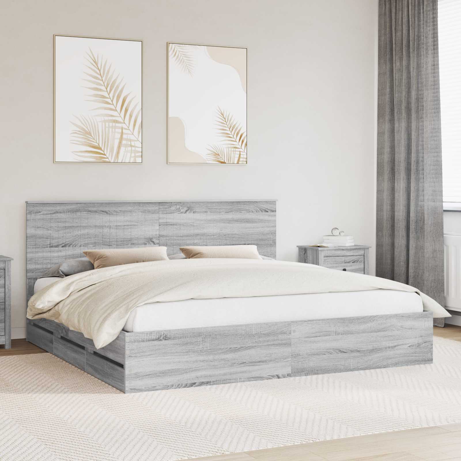 Struttura del letto con cassetto Grigio Sonoma 200 x 200 cm 3411087
