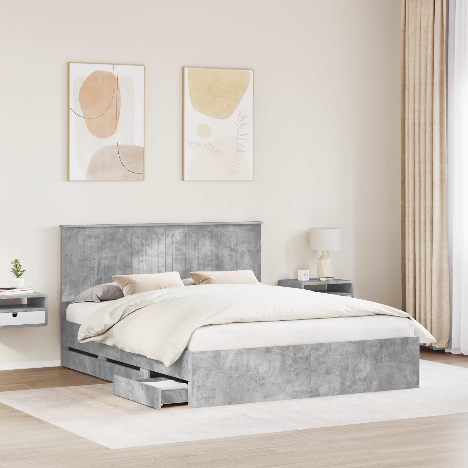 Struttura del letto con cassetto Grigio cemento 160 x 200 cm 3411099