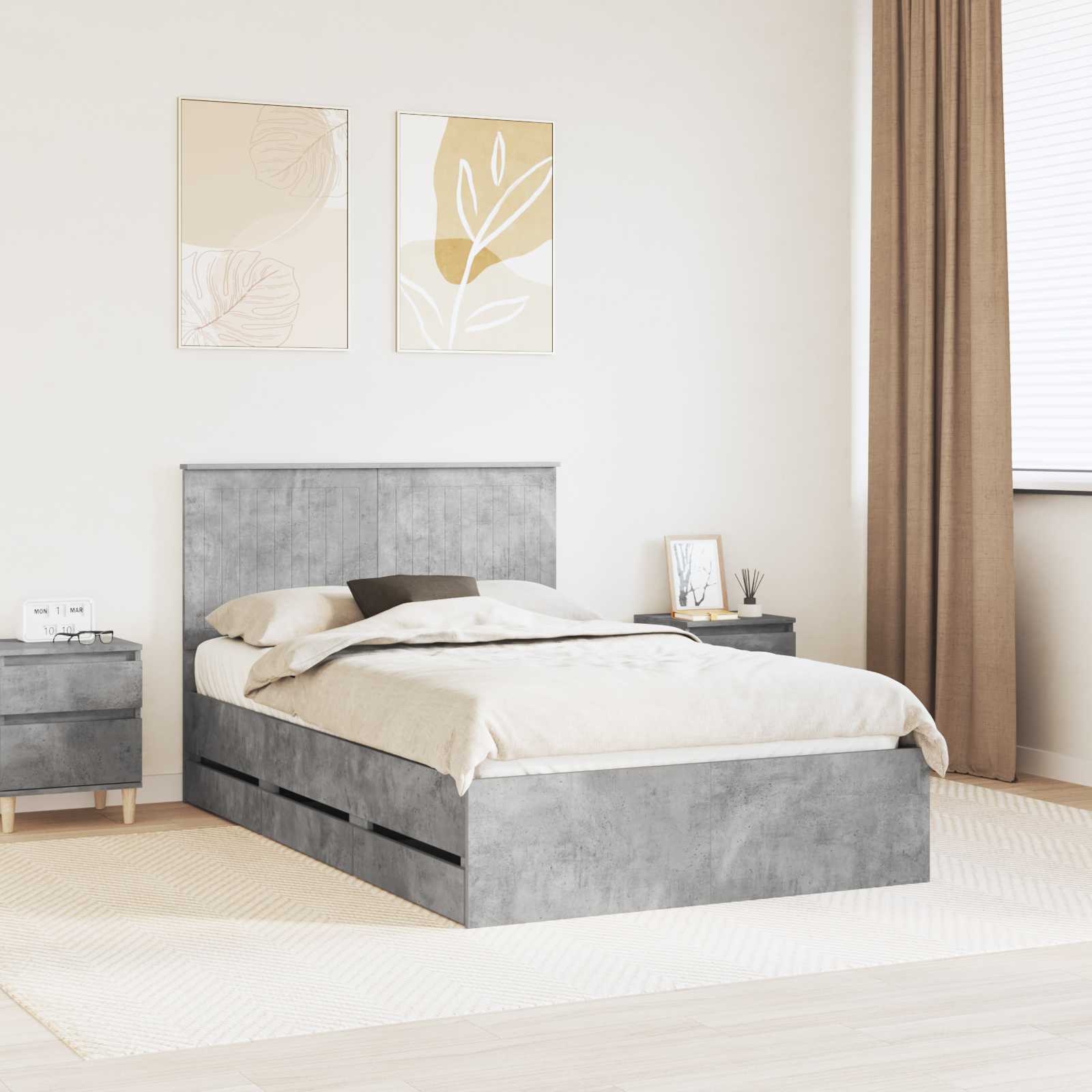 Struttura del letto con cassetto Grigio cemento 120 x 200 cm 3411141