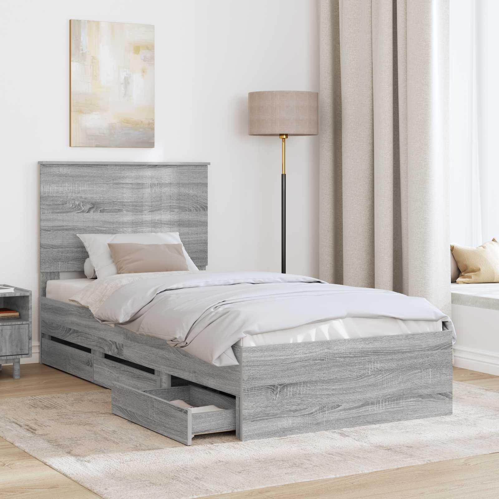 Struttura del letto con cassetto Grigio Sonoma 90 x 200 cm 3411164