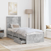 Struttura del letto con cassetto Grigio cemento 75 x 190 cm 3411169