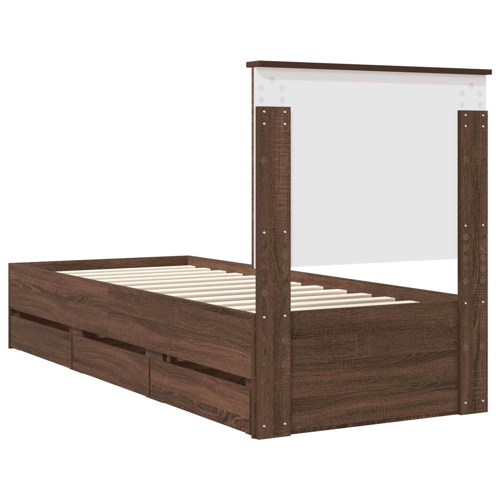Struttura del letto con cassetto Rovere Marrone 75 x 190 cm 3411172