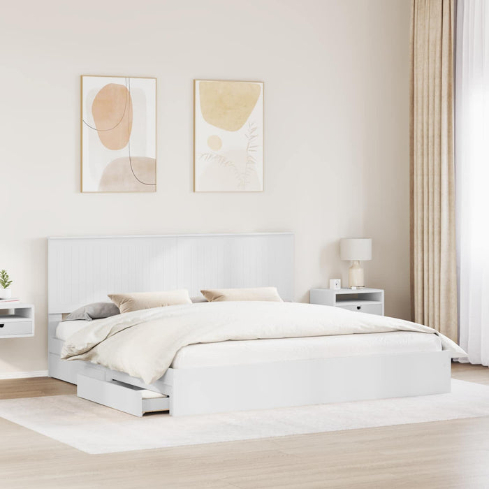 Letto con Contenitore Bianco 200 x 200 cm Legno multistrato 3411173