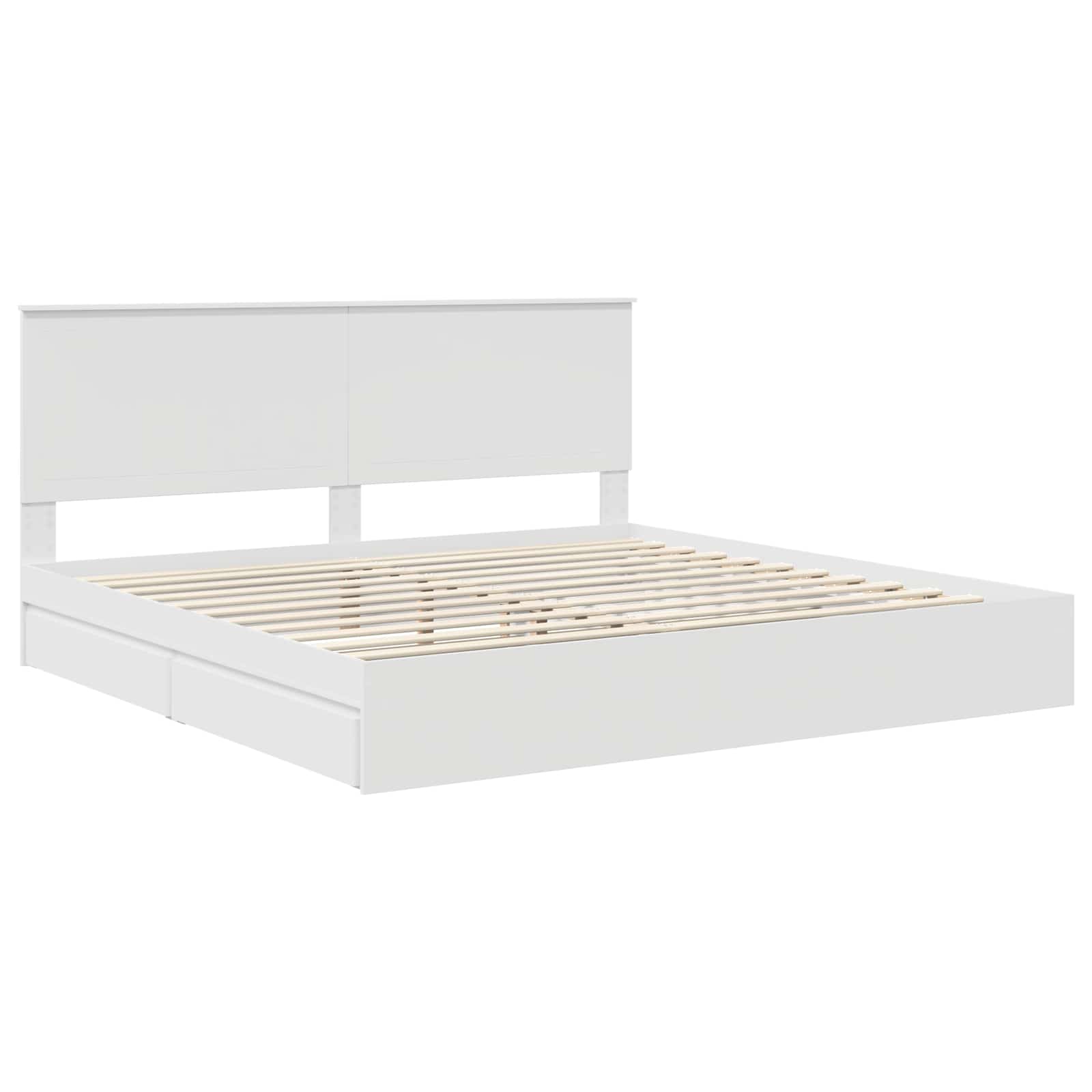 Letto con Contenitore Bianco 200 x 200 cm Legno multistrato 3411173