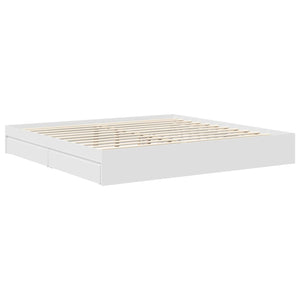 Letto con Contenitore Bianco 200 x 200 cm Legno multistrato 3411173