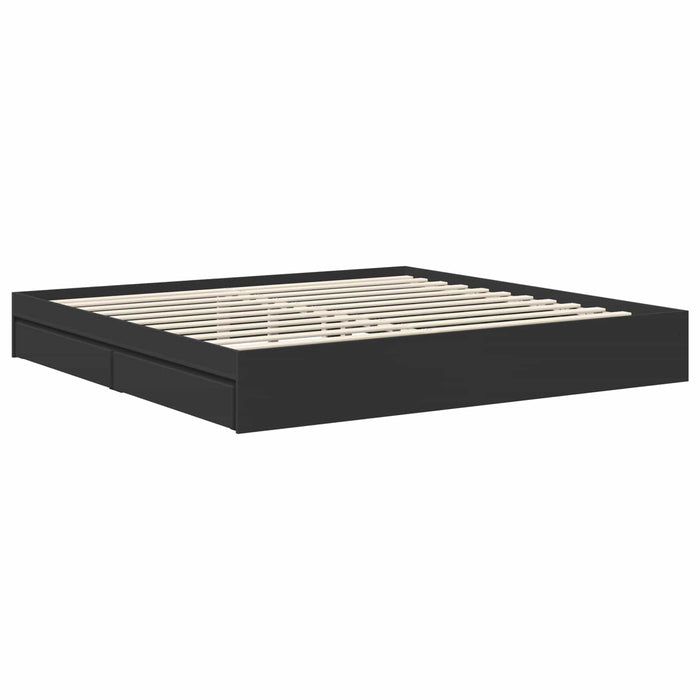 Letto con Contenitore Nero 200 x 200 cm Legno multistrato 3411174