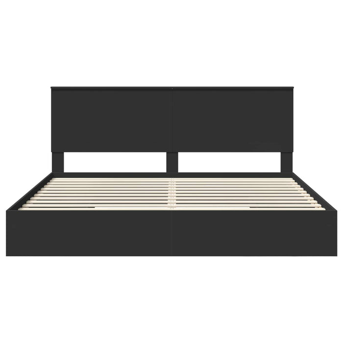 Letto con Contenitore Nero 200 x 200 cm Legno multistrato 3411174