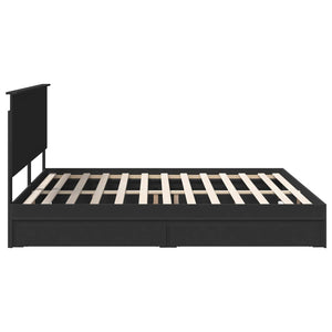 Letto con Contenitore Nero 200 x 200 cm Legno multistrato 3411174