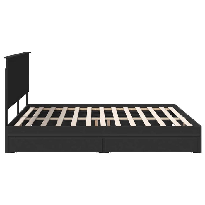 Letto con Contenitore Nero 200 x 200 cm Legno multistrato 3411174