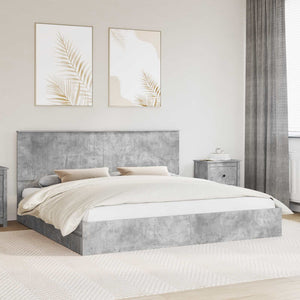 Letto con Contenitore con testiera-Struttura Letto con contenitore Grigio cemento 200 x 200 cm 456407