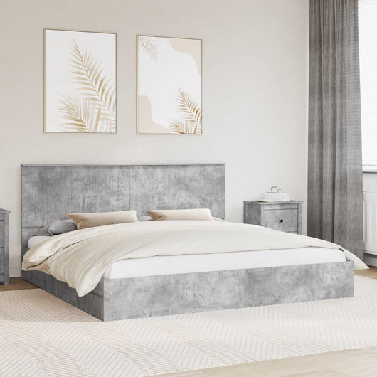 Letto con Contenitore con testiera-Struttura Letto con contenitore Grigio cemento 200 x 200 cm 456407