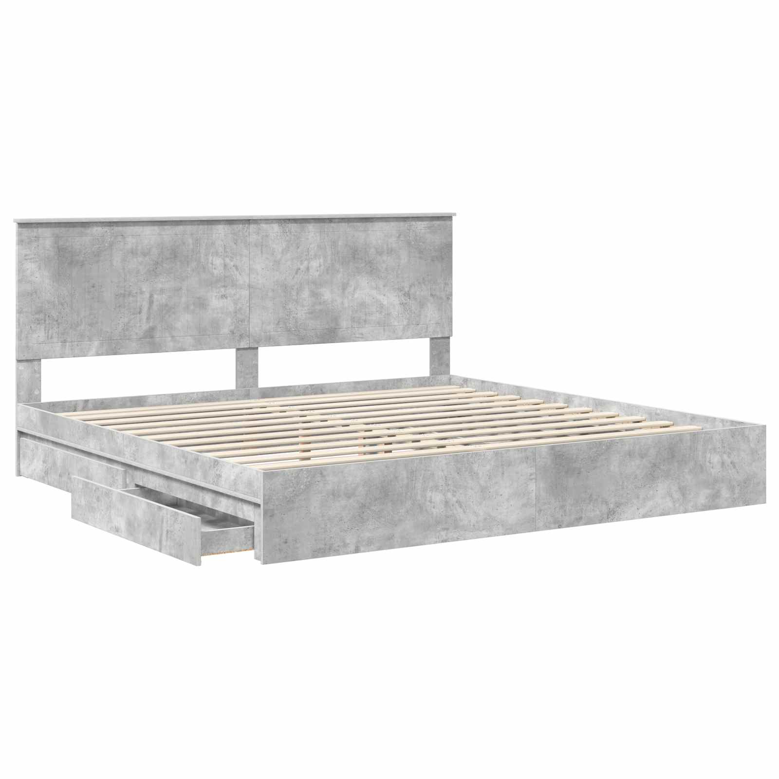 Letto con Contenitore con testiera-Struttura Letto con contenitore Grigio cemento 200 x 200 cm 456407