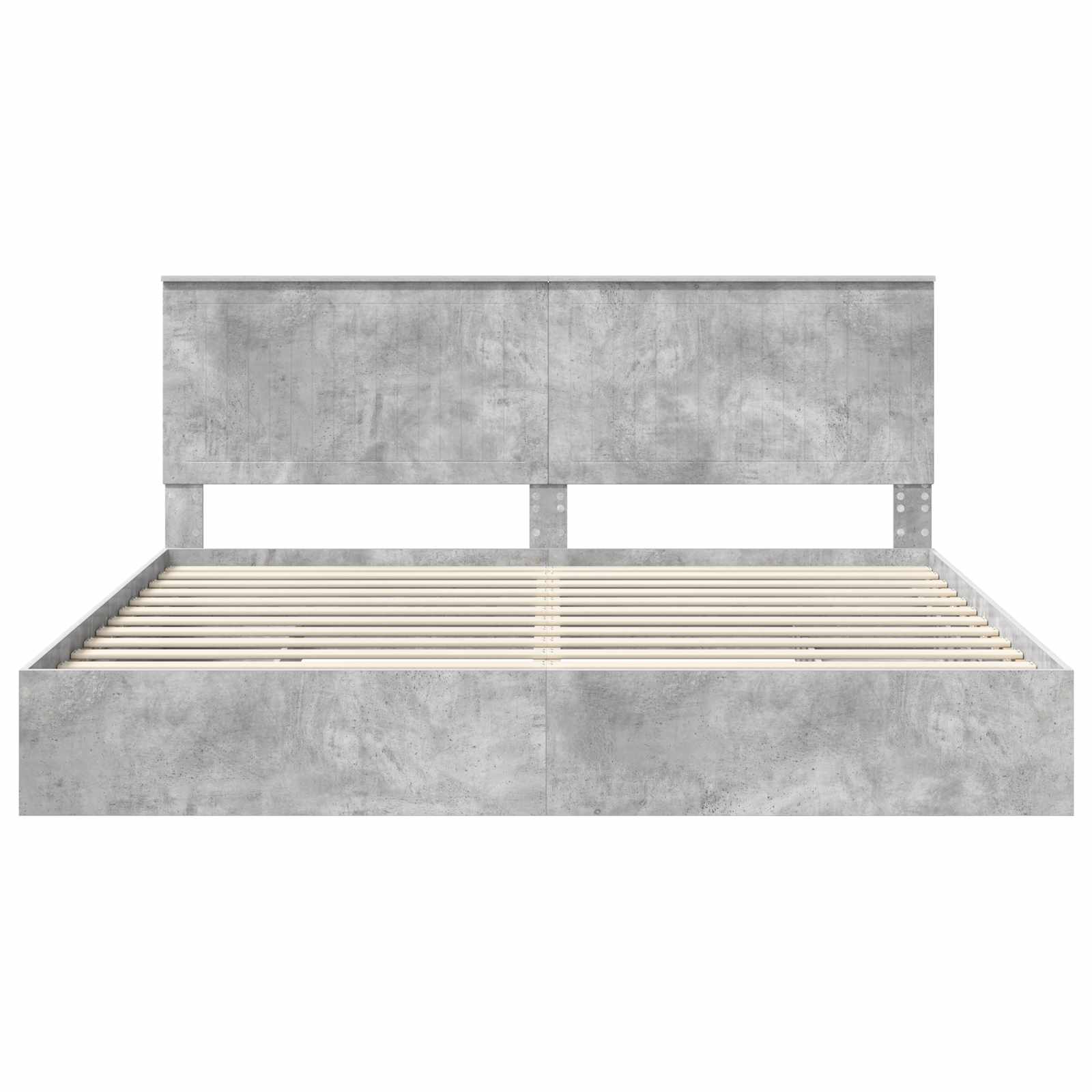 Letto con Contenitore con testiera Grigio cemento 200 x 200 cm 3411176
