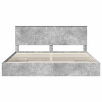 Letto con Contenitore con testiera Grigio cemento 200 x 200 cm 3411176