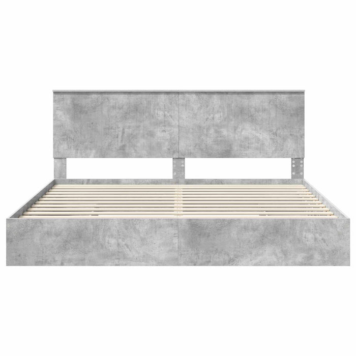 Letto con Contenitore con testiera Grigio cemento 200 x 200 cm 3411176
