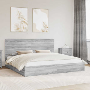 Letto con Contenitore con testiera Grigio Sonoma 200 x 200 cm 3411178