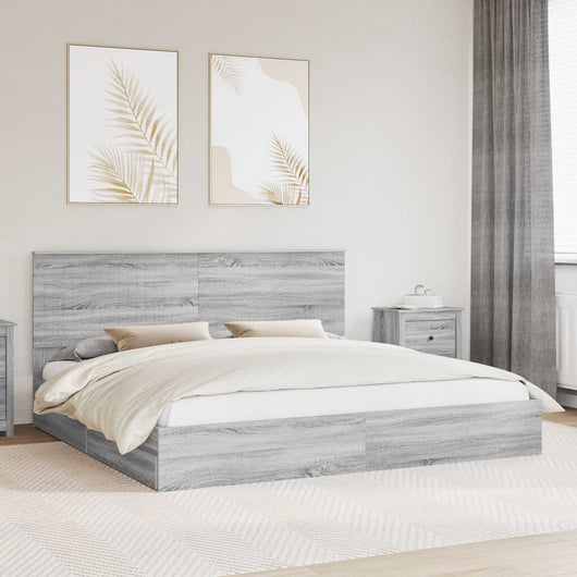 Letto con Contenitore con testiera-Struttura Letto con contenitore Grigio Sonoma 200 x 200 cm 223420