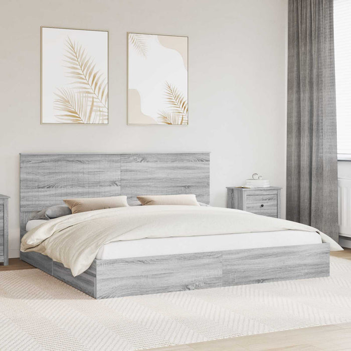 Letto con Contenitore con testiera-Struttura Letto con contenitore Grigio Sonoma 200 x 200 cm 223420