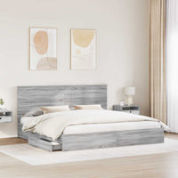Letto con Contenitore con testiera Grigio Sonoma 200 x 200 cm 3411178