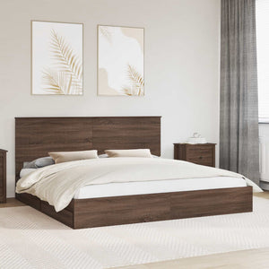 Letto con Contenitore con testiera Rovere Marrone 200 x 200 cm 3411179