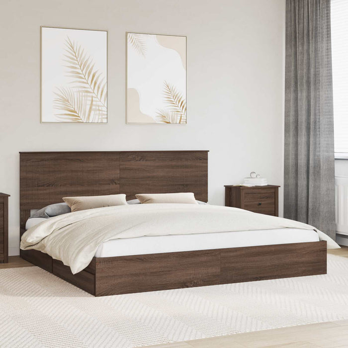 Letto con Contenitore con testiera Rovere Marrone 200 x 200 cm 3411179