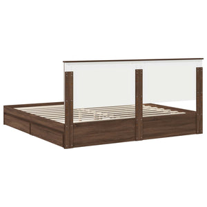 Letto con Contenitore con testiera Rovere Marrone 200 x 200 cm 3411179