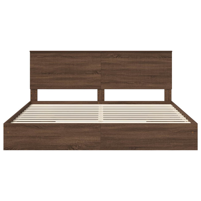 Letto con Contenitore con testiera Rovere Marrone 200 x 200 cm 3411179