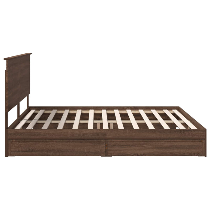 Letto con Contenitore con testiera Rovere Marrone 200 x 200 cm 3411179