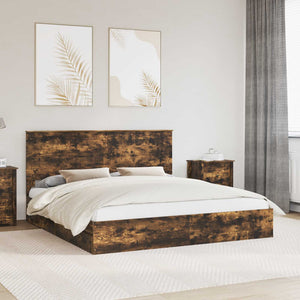 Letto con Contenitore con testiera-Struttura Letto con contenitore Rovere fum¨¦ 180 x 200 cm 699835