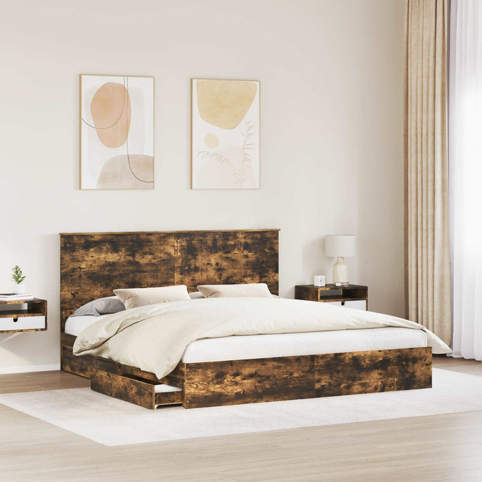 Letto con Contenitore con testiera-Struttura Letto con contenitore Rovere fum¨¦ 180 x 200 cm 699835