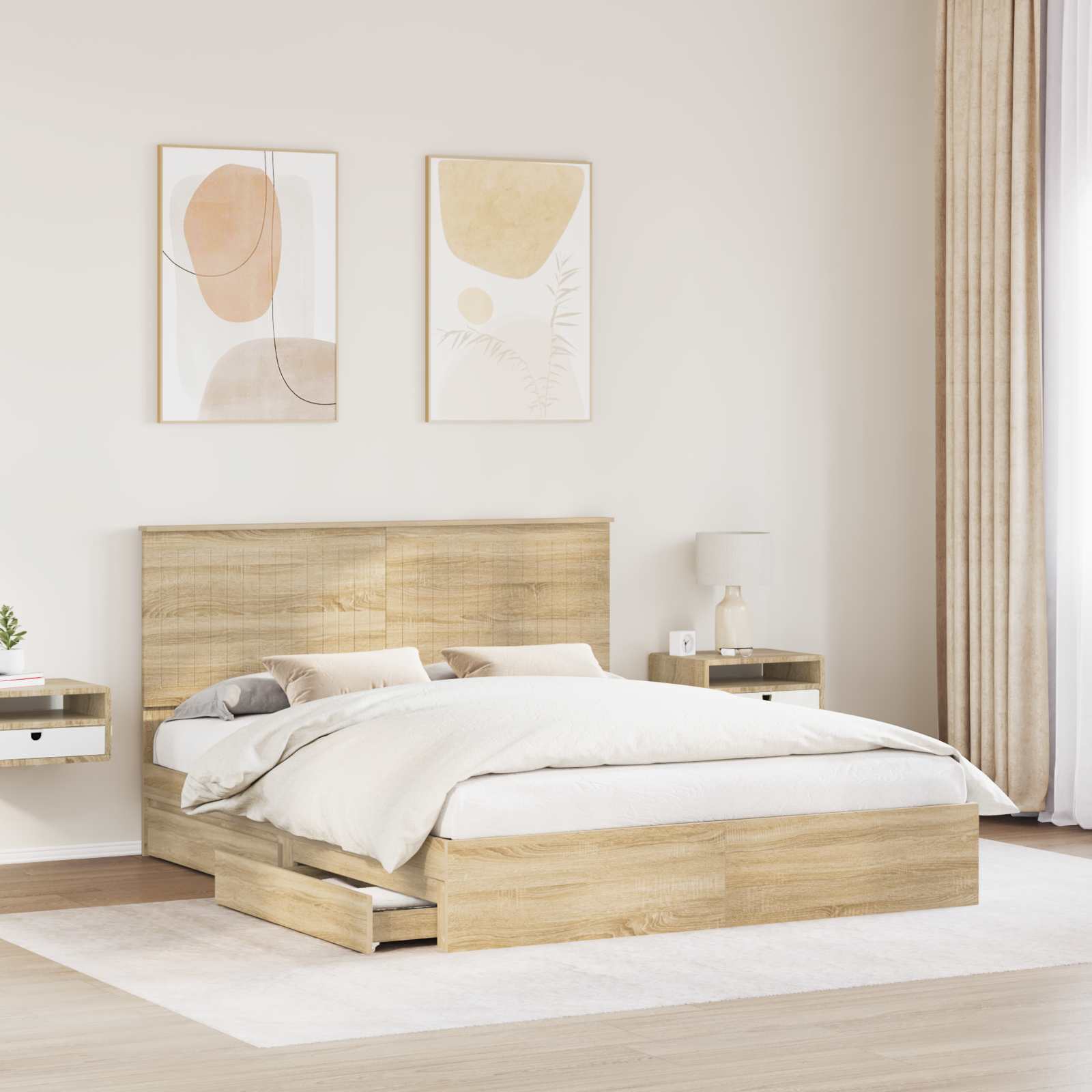 Letto con Contenitore con testiera Rovere Sonoma 160 x 200 cm 3411189