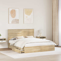 Letto con Contenitore con testiera-Struttura Letto con contenitore Rovere Sonoma 160 x 200 cm 741816