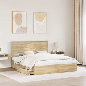 Letto con Contenitore con testiera-Struttura Letto con contenitore Rovere Sonoma 160 x 200 cm 741816