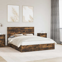 Letto con Contenitore con testiera-Struttura Letto con contenitore Rovere fum¨¦ 160 x 200 cm 475099
