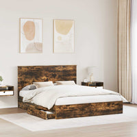 Letto con Contenitore con testiera-Struttura Letto con contenitore Rovere fum¨¦ 160 x 200 cm 475099