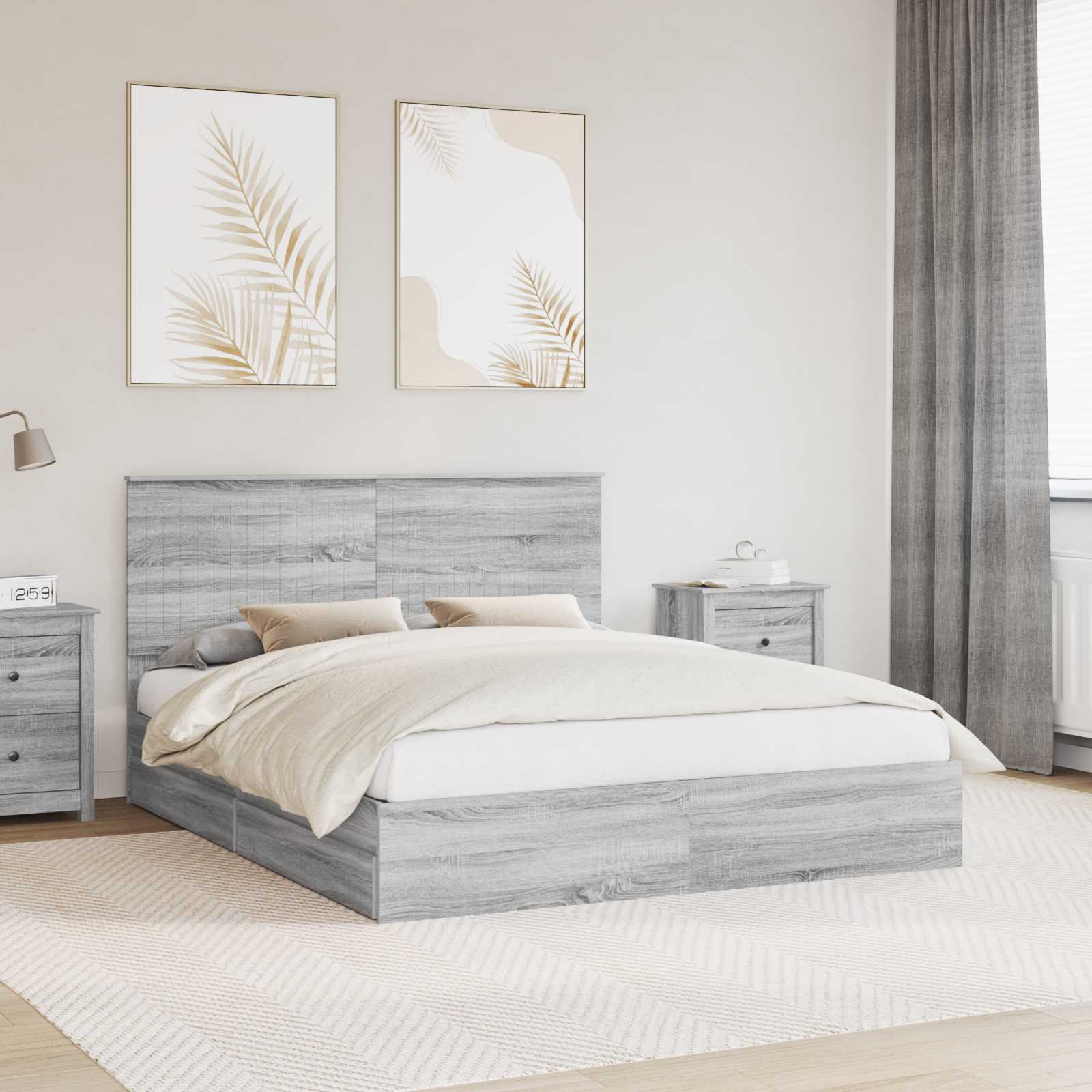 Letto con Contenitore con testiera Grigio Sonoma 160 x 200 cm 3411192