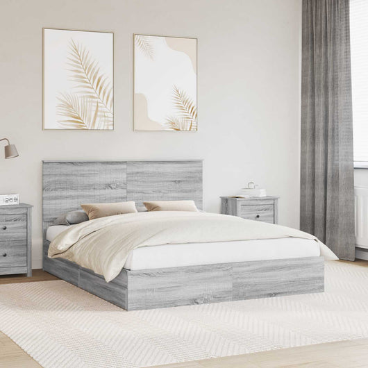 Letto con Contenitore con testiera-Struttura Letto con contenitore Grigio Sonoma 160 x 200 cm 447129