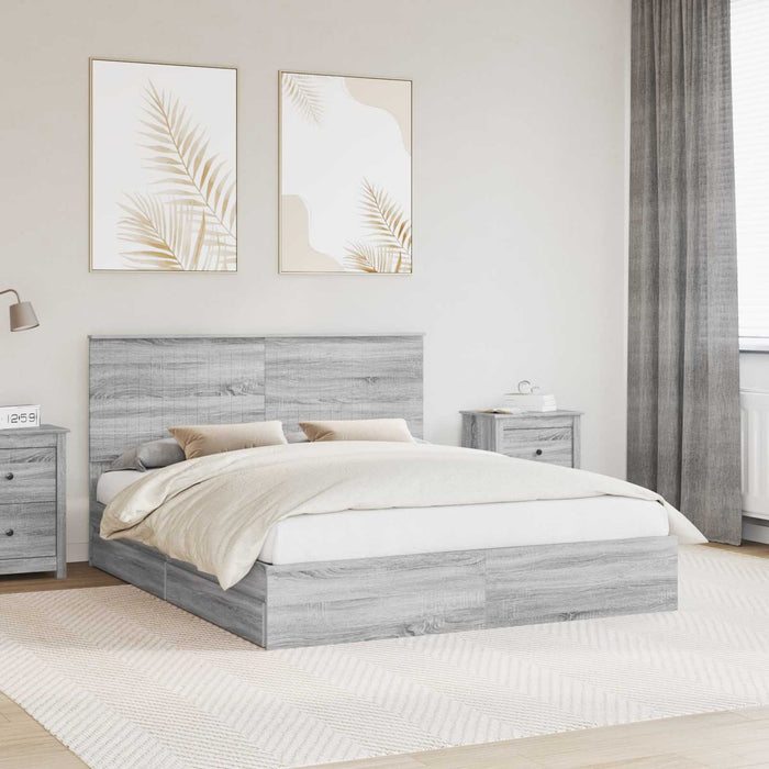 Letto con Contenitore con testiera-Struttura Letto con contenitore Grigio Sonoma 160 x 200 cm 447129