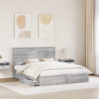 Letto con Contenitore con testiera-Struttura Letto con contenitore Grigio Sonoma 160 x 200 cm 447129
