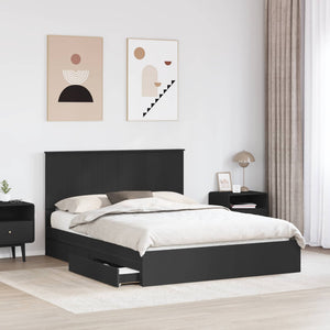 Letto con Contenitore Nero 150 x 200 cm Legno multistrato 3411195