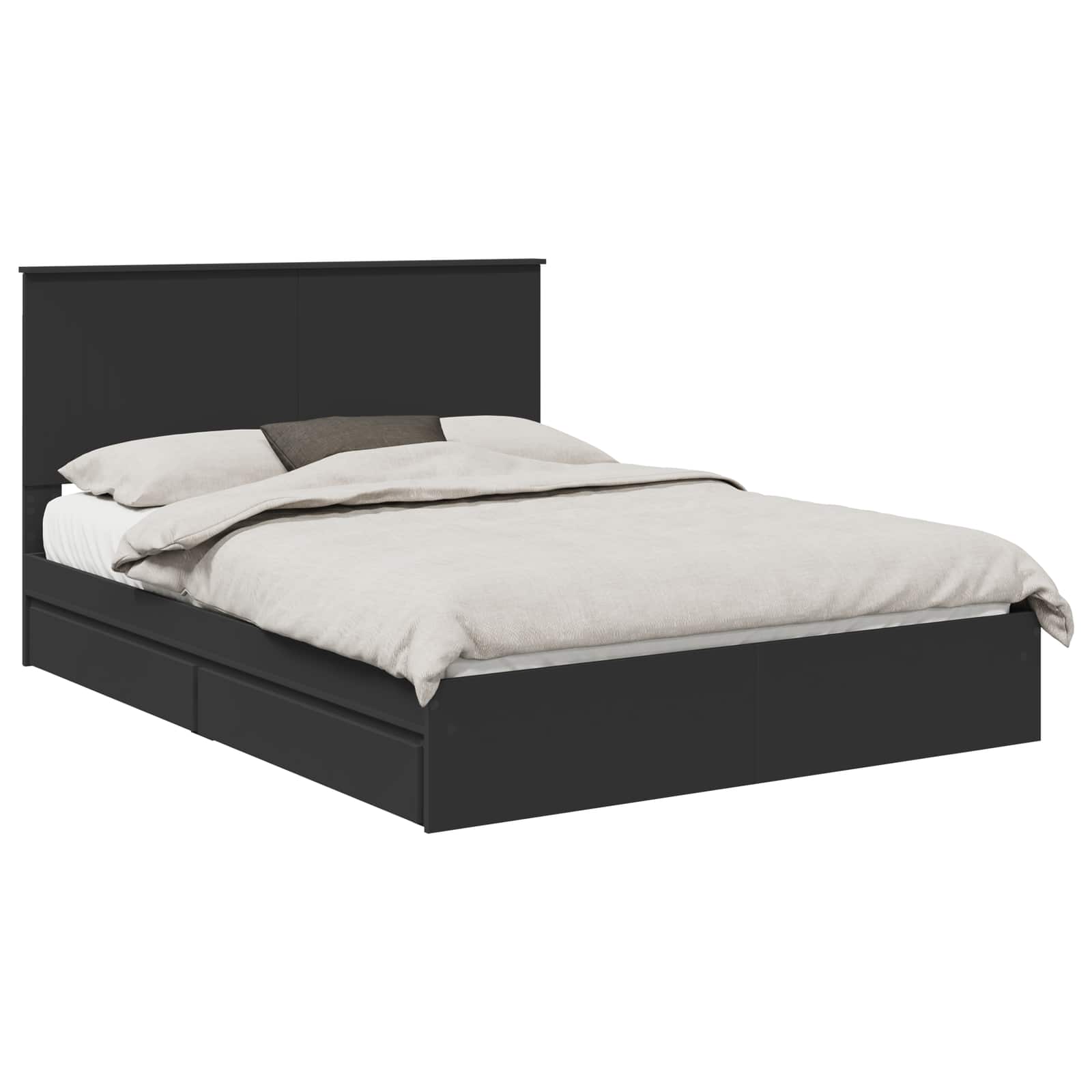 Letto con Contenitore Nero 150 x 200 cm Legno multistrato 3411195
