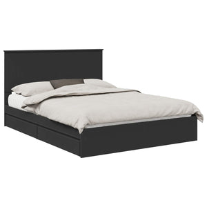 Letto con Contenitore Nero 150 x 200 cm Legno multistrato 3411195