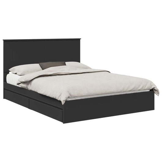 Letto con Contenitore Nero 150 x 200 cm Legno multistrato 3411195