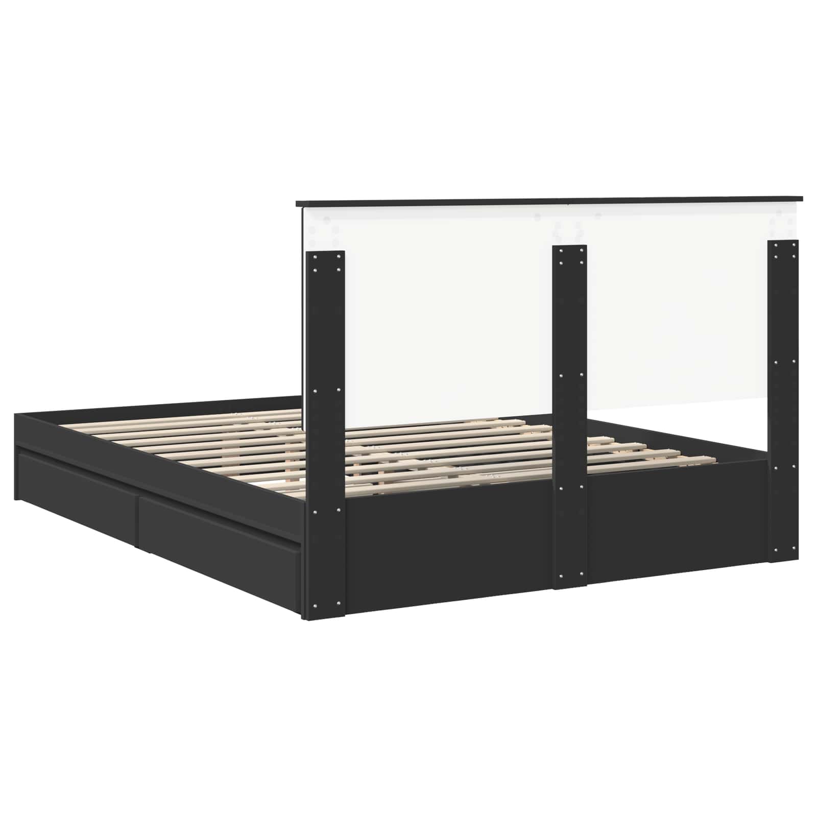 Letto con Contenitore Nero 150 x 200 cm Legno multistrato 3411195